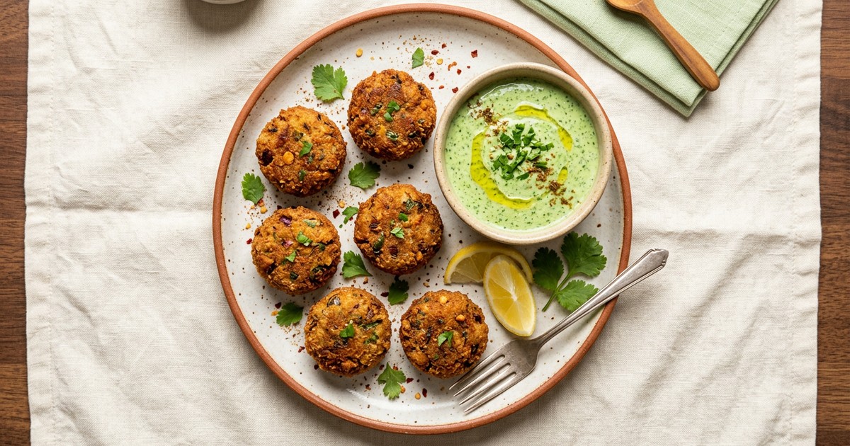 Air Fryer Indian Pork Shammi Kebab Bites with Coriander Yogurt
