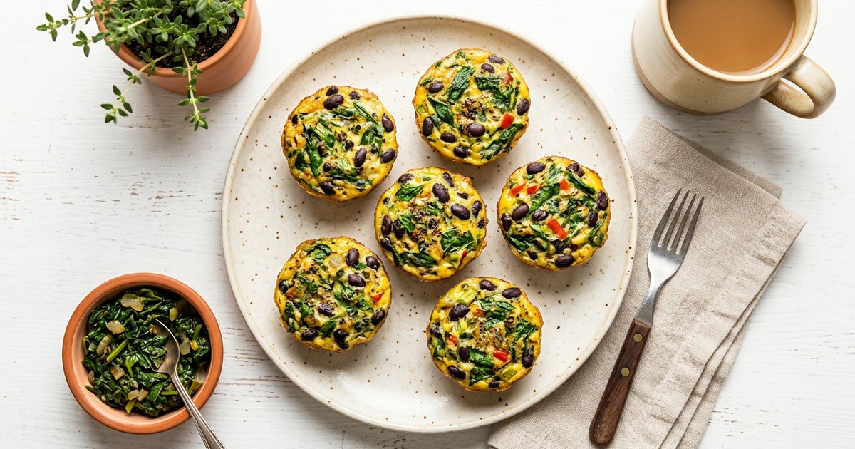 Air Fryer Jamaican Callaloo Egg Cups with Black Beans