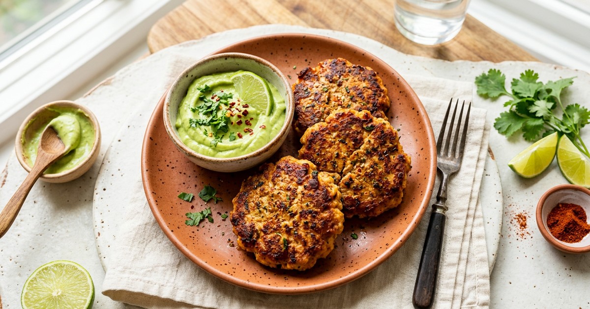 Air Fryer Mexican Turkey Chorizo Patties with Avocado Crema