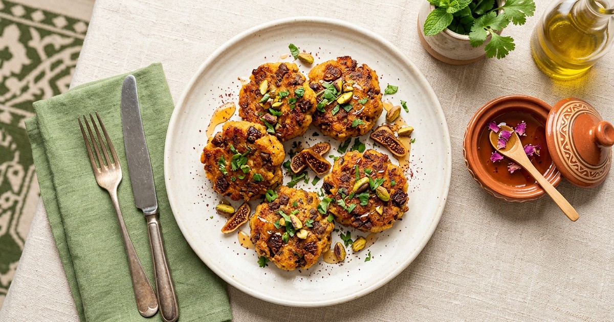 Air Fryer Moroccan Beef and Fig Semolina Cakes with Rose Honey