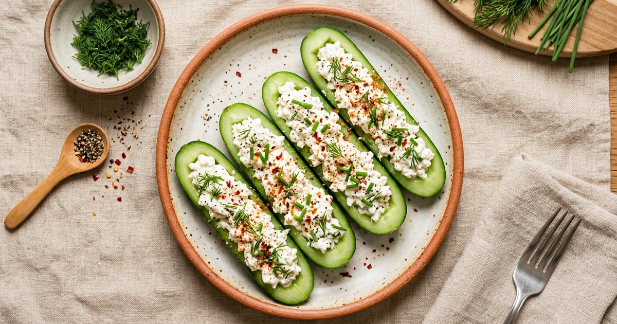Cottage Cheese Cucumber Boats: Refreshing 15g-Protein Snack
