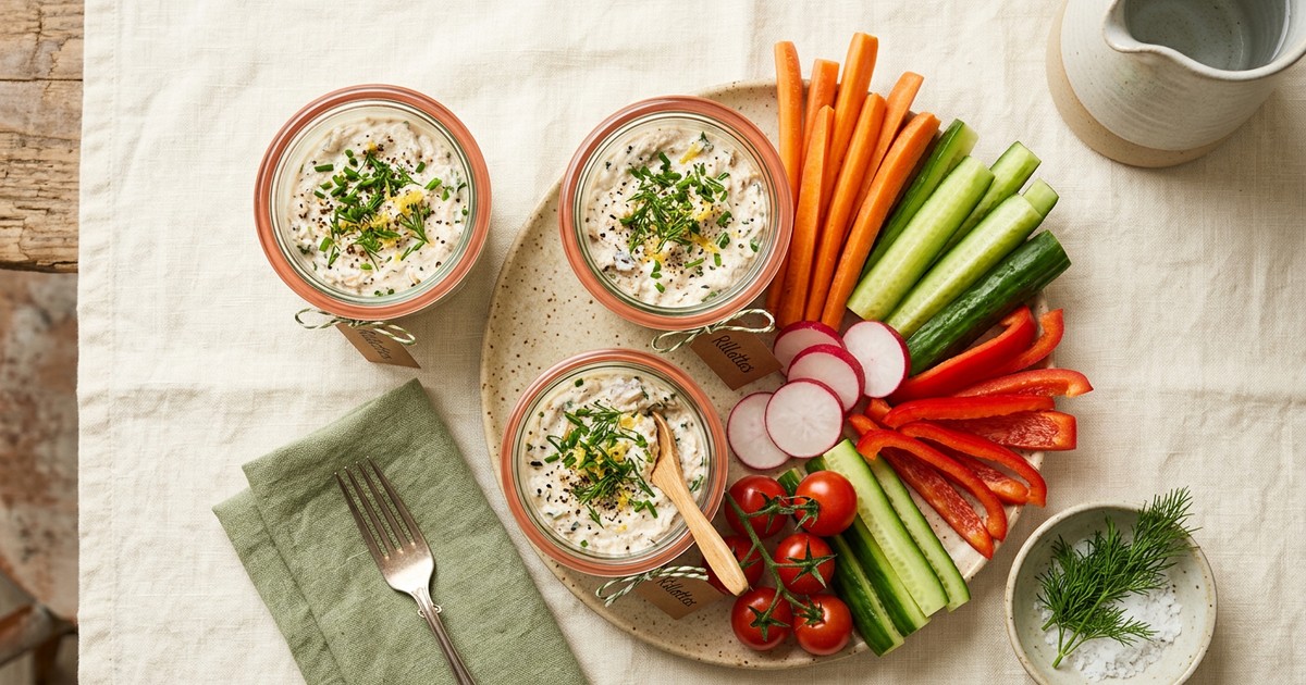 French Sardine Rillettes Protein Pots with Crudités