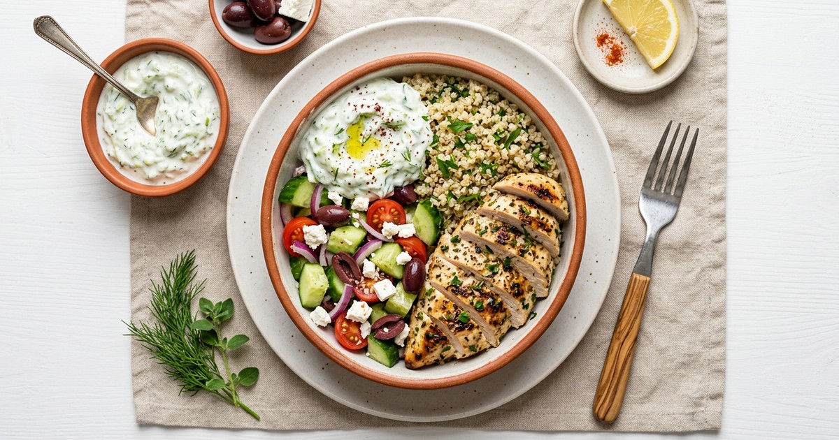 Greek Chicken Bowl with Tzatziki: GLP-1 Lunch Prep