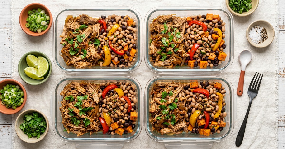 Meal Prep Caribbean Pork and Black-Eyed Pea Breakfast Bowls