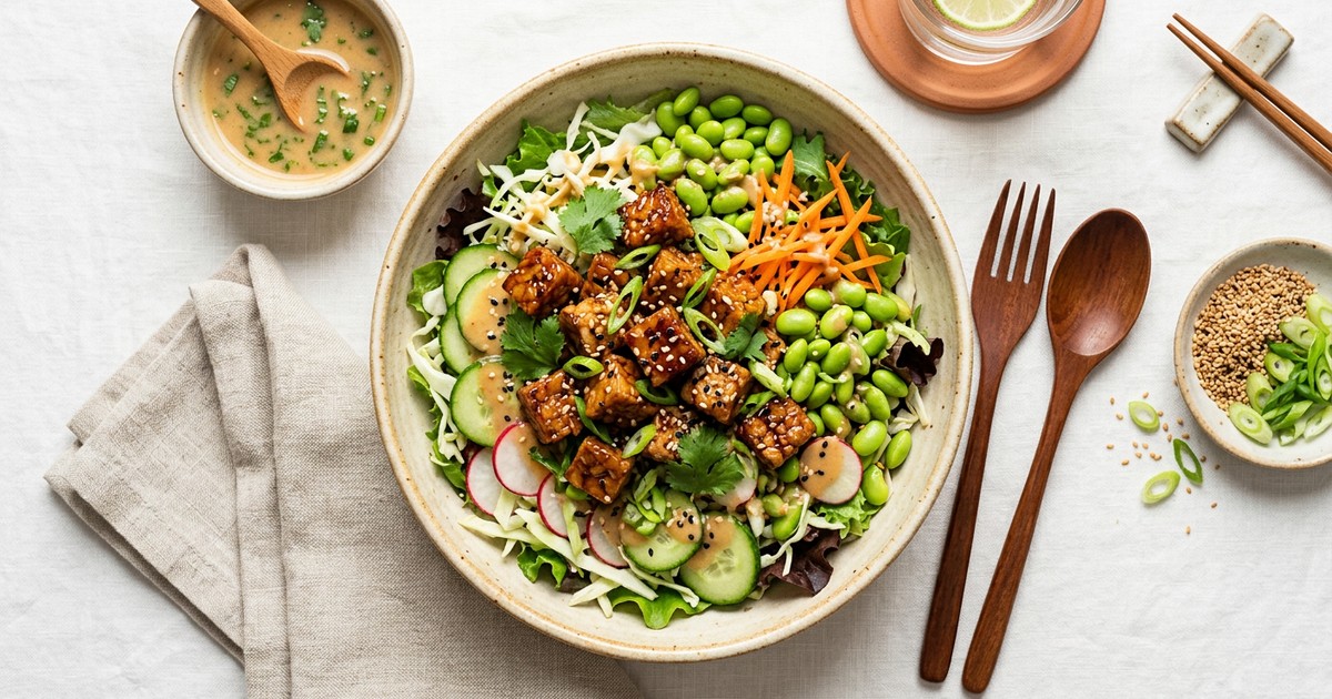 Miso-Ginger Tempeh Salad: Japanese High-Protein GLP-1 Lunch