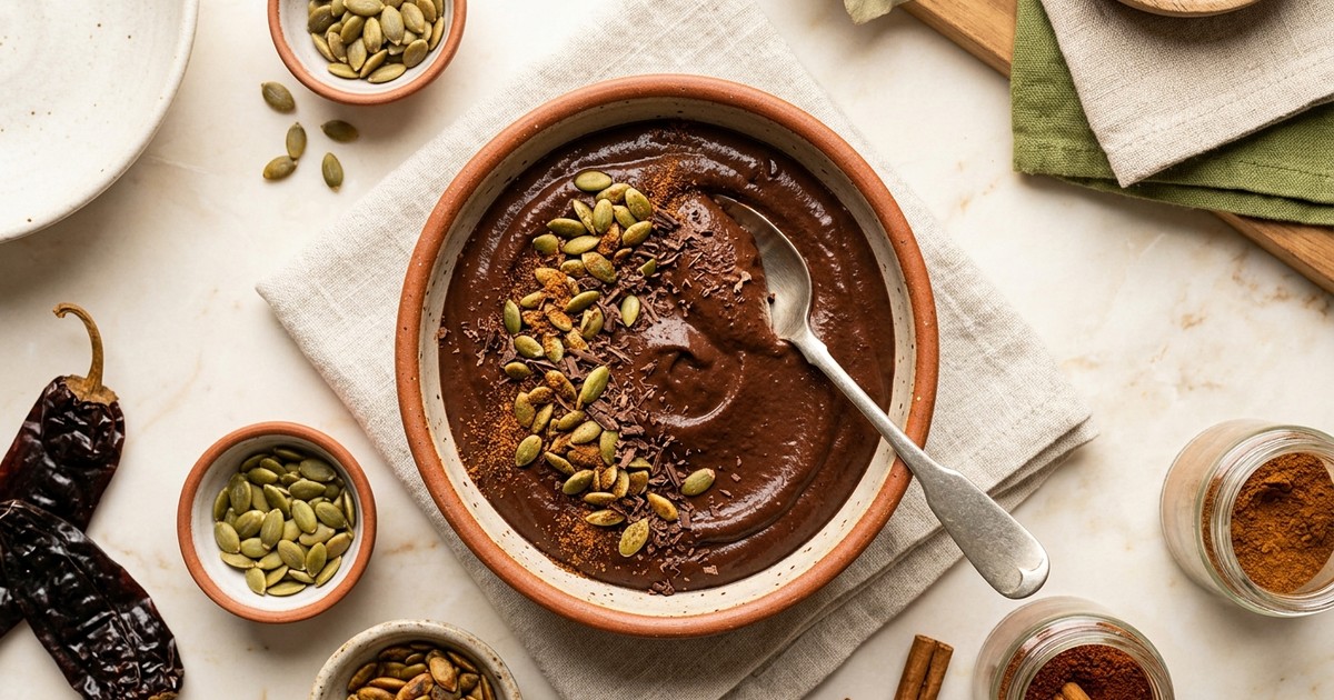 One-Pot Mexican Chocolate-Ancho Tofu Mousse with Pepitas