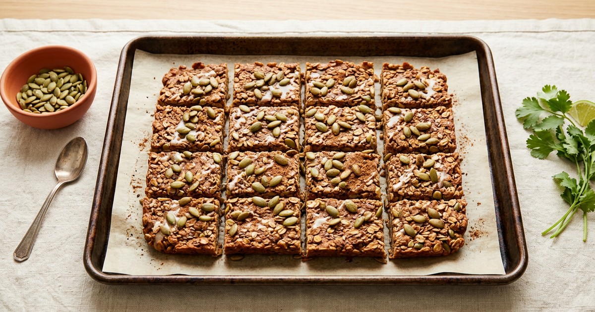 Sheet Pan Mexican Horchata Beef Protein Bars with Pepitas