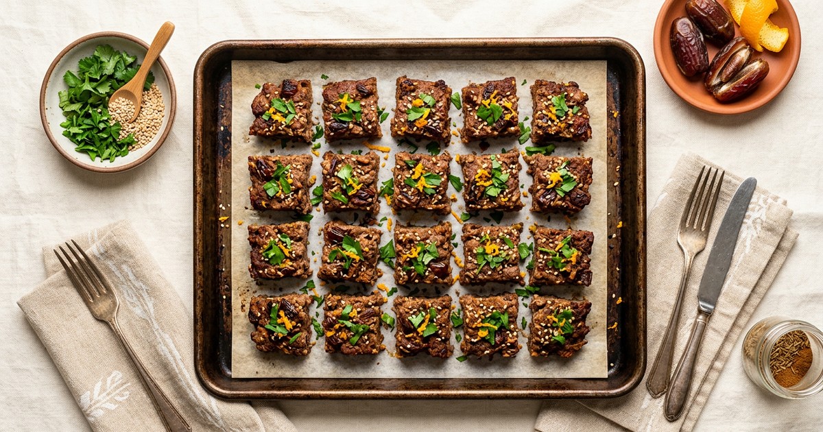 Sheet Pan Moroccan Beef and Date Protein Bites with Orange Blossom