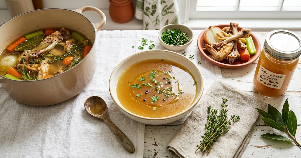 Slow Cooker Chicken Bone Broth: GLP-1 Liquid Protein Foundation