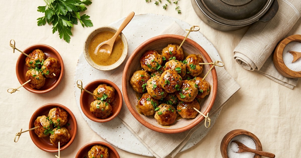 Slow Cooker Honey-Mustard Chicken Meatball Bites