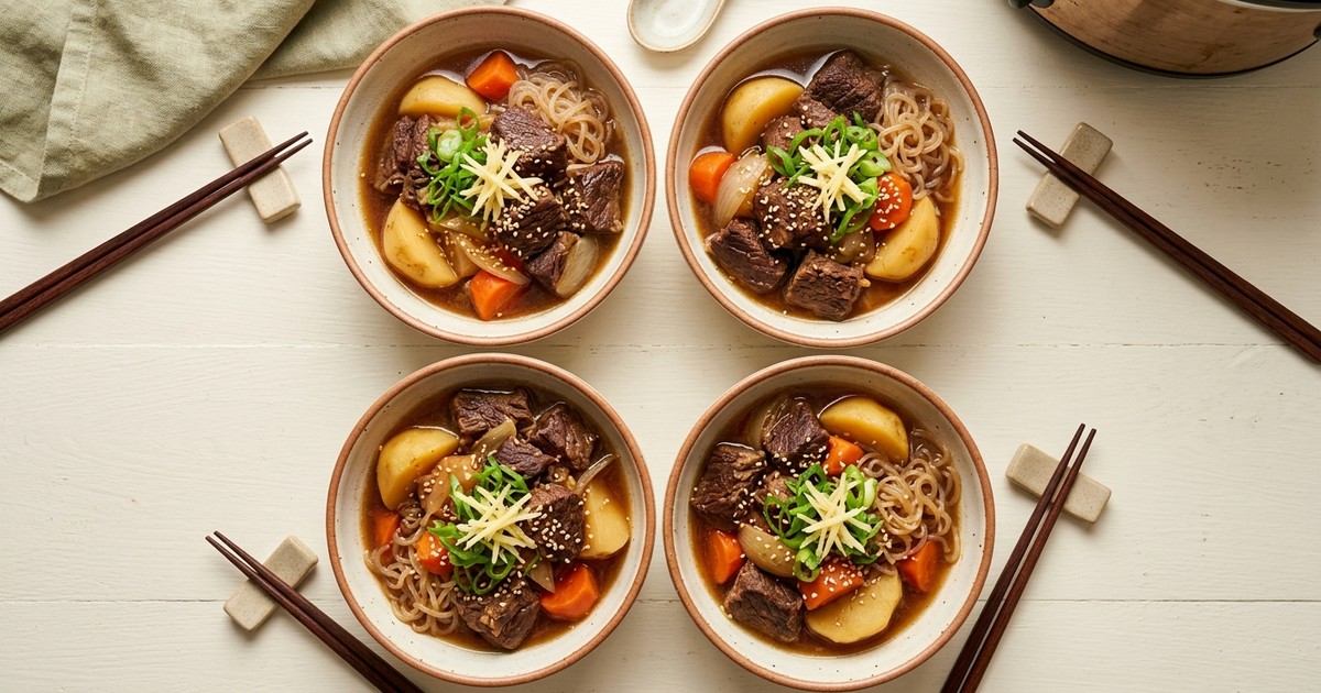 Slow Cooker Japanese Beef Nikujaga Bowls with Ginger
