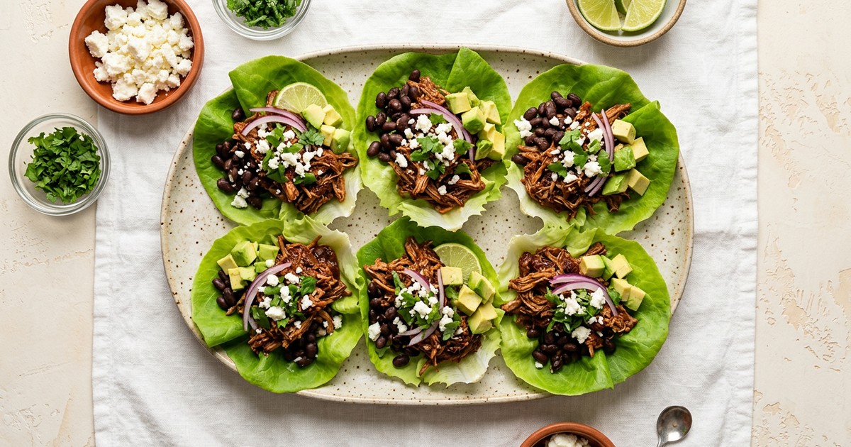 Slow Cooker Mexican Pork Tinga Lettuce Cups
