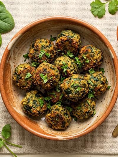 Air Fryer Indian Turkey Hara Bhara Bites with Tamarind Yogurt