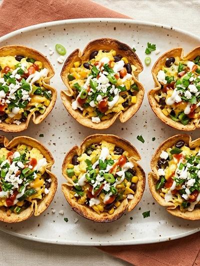 Air Fryer Mexican Egg Enchilada Cups with Poblano and Cotija