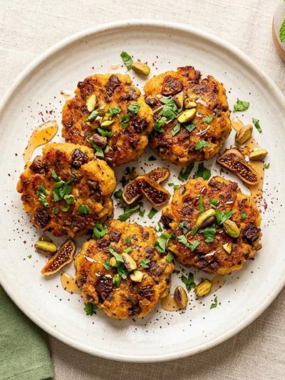 Air Fryer Moroccan Beef and Fig Semolina Cakes with Rose Honey