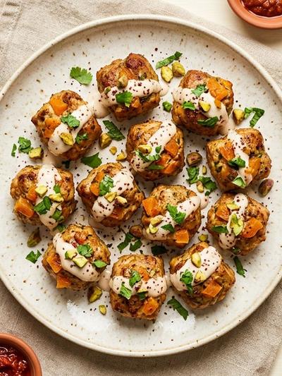 Air Fryer Moroccan Pork and Apricot Protein Bites