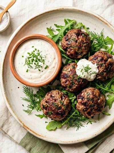 Air Fryer Nordic Beef and Beetroot Meatballs with Horseradish Cream