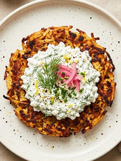 Air Fryer Scandinavian Tofu Rösti with Dill Cottage Cheese