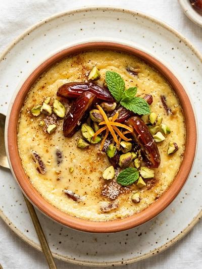 Baked Orange Blossom Egg Custard with Dates: North African GLP-1 Sweet