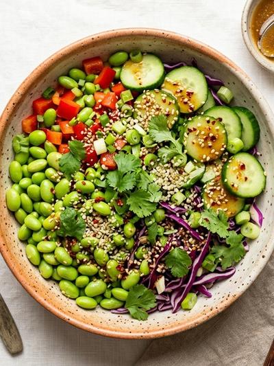 Edamame & Cucumber Protein Salad: Plant-Based 20g-Protein Lunch
