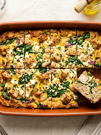 Meal Prep Mediterranean Chicken and White Bean Egg Bake