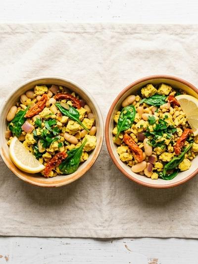 Meal Prep Mediterranean Tofu Scramble Bowls with Sun-Dried Tomatoes