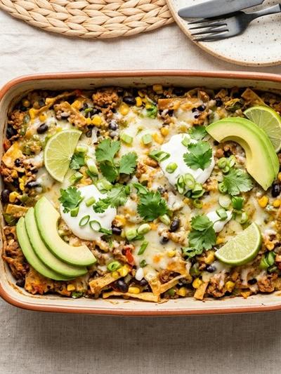 Meal Prep Mexican Turkey Migas Bake with Roasted Tomatillo