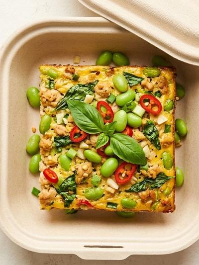 Meal Prep Thai Basil Chicken Egg Bake with Edamame