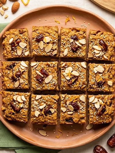Moroccan Date and Turkey Protein Squares with Orange Blossom