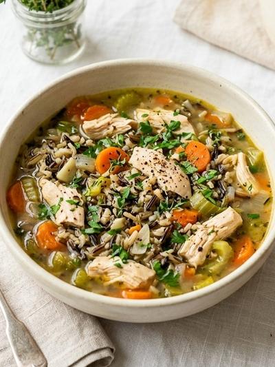 One-Pot American Chicken and Wild Rice Soup