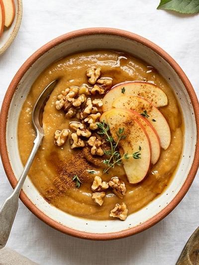 One-Pot Warm Apple Cider Protein Pudding with Toasted Walnuts