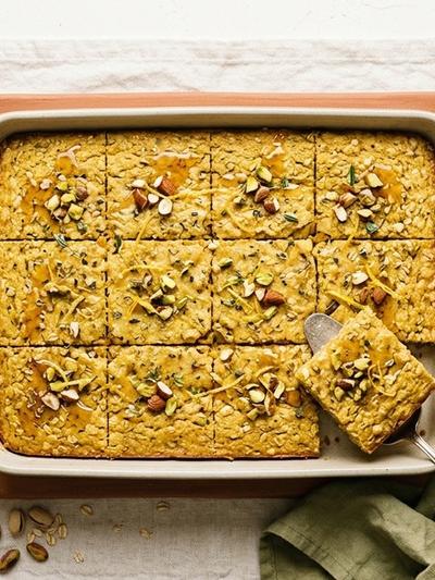 Sheet Pan Greek Honey-Lemon Egg and Ricotta Protein Bars