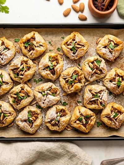 Sheet Pan Moroccan Pork and Almond Pastilla Bites