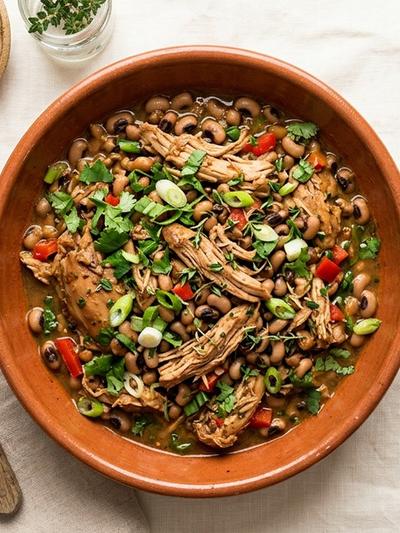 Slow Cooker Caribbean Allspice Chicken and Black-Eyed Pea Breakfast