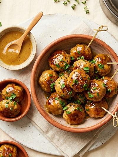 Slow Cooker Honey-Mustard Chicken Meatball Bites