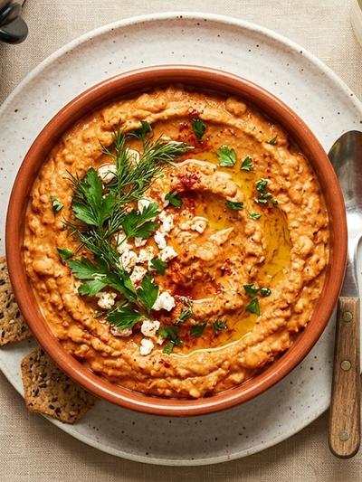 Slow Cooker Hungarian Paprika Bean Dip with Cottage Cheese