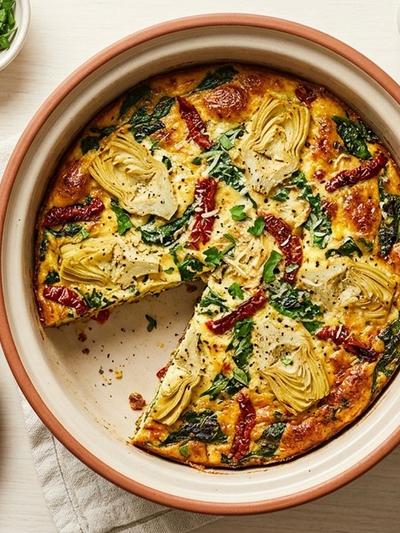 Slow Cooker Italian Artichoke and Sun-Dried Tomato Frittata