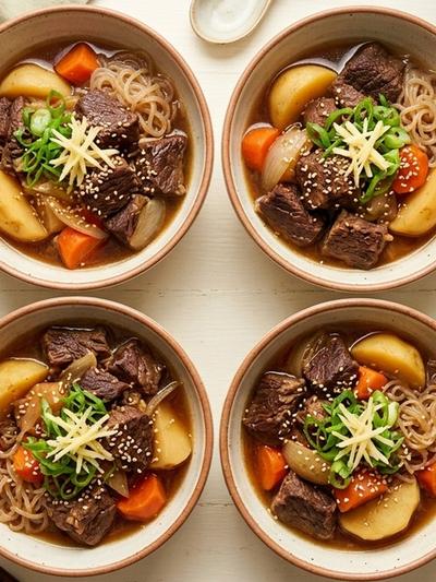 Slow Cooker Japanese Beef Nikujaga Bowls with Ginger