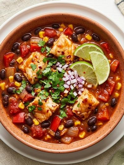 Slow Cooker Mexican Chipotle Cod Stew with Black Beans