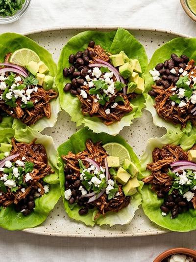 Slow Cooker Mexican Pork Tinga Lettuce Cups