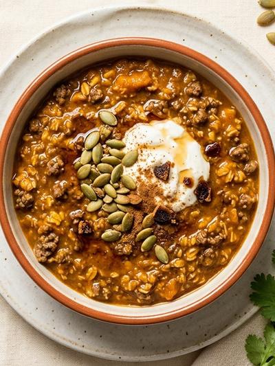 Slow Cooker Mexican Pumpkin Beef Protein Pudding