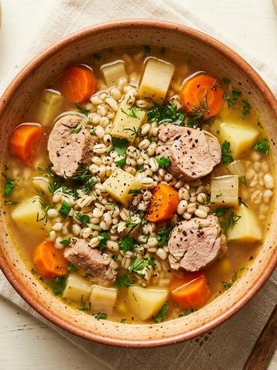 Slow Cooker Polish Pork and Barley Soup with Root Vegetables