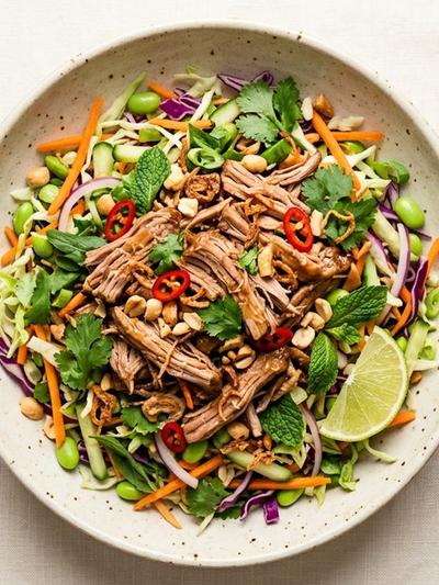 Slow Cooker Thai Pork Tenderloin Salad: Tender, Bright GLP-1 Dinner