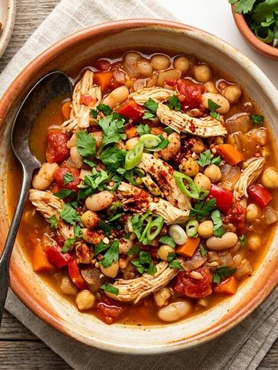 Slow Cooker Tunisian Chicken and White Bean Breakfast Stew