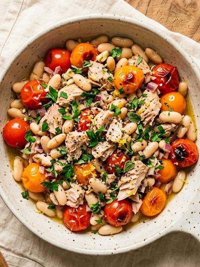 Warm Mediterranean Tuna and White Bean Sauté: GLP-1 Protein Snack